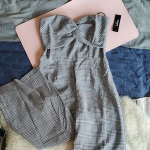 Lulus Plaid Strapless Cropped Jumpsuit